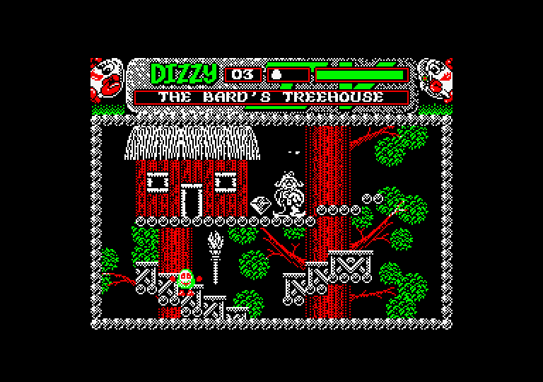 Magicland Dizzy Amstrad CPC Screenshot: Hmm, who is this outside the house?