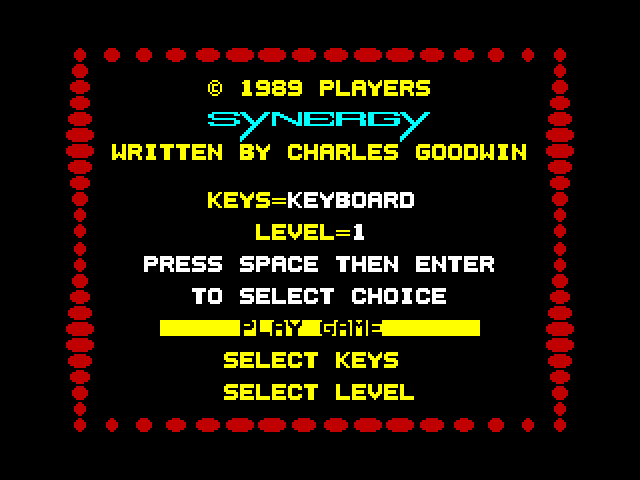 Solar Empire ZX Spectrum Screenshot: Main menu.