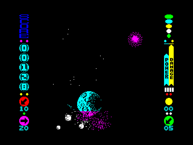 Solar Empire ZX Spectrum Screenshot: Don't crash into planets!