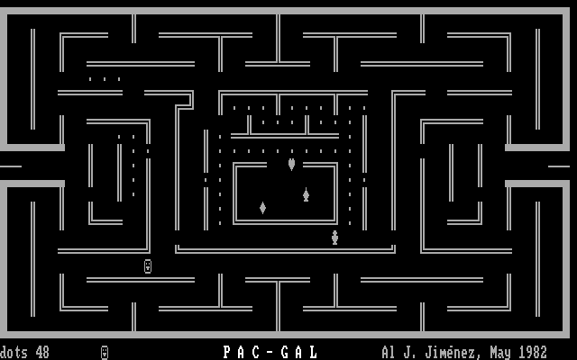Pac-Gal IBM PC/Compatibles Screenshot: Dots are almost gone...