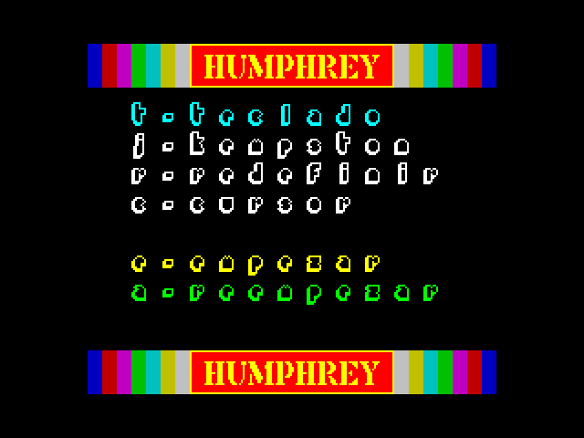 Humphrey ZX Spectrum Screenshot: Main menu.