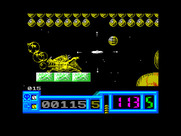 Netherworld for ZX Spectrum - Firing destroys some of those bubbles at the top...