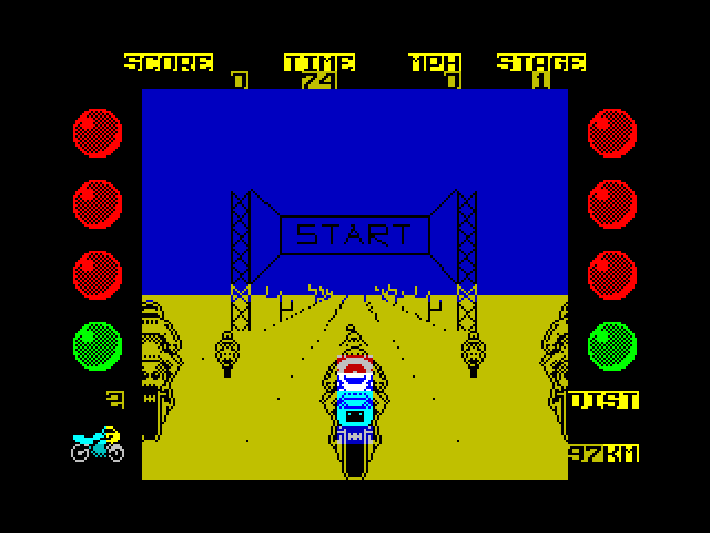 Super Bike TransAm ZX Spectrum Screenshot: Get ready to race!