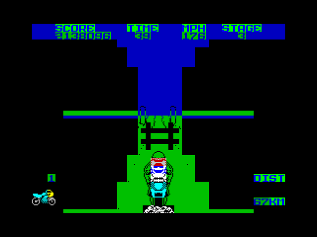 Super Bike TransAm ZX Spectrum Screenshot: Jump over these barriers.
