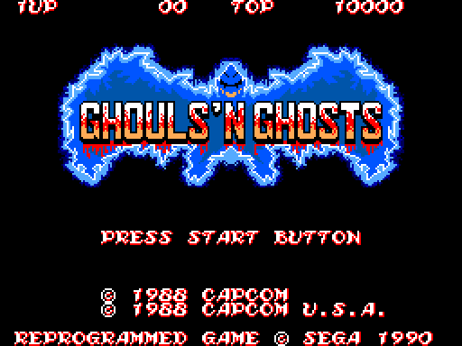 Ghouls 'N Ghosts Sega Master System Screenshot: Title screen.