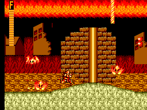 Ghouls 'N Ghosts Sega Master System Screenshot: Fighting fire.