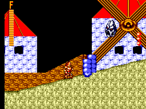 Ghouls 'N Ghosts Sega Master System Screenshot: Avoid those bouncing skulls...
