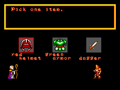 Ghouls 'N Ghosts Sega Master System Screenshot: Pick an item...