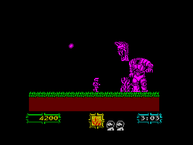 Ghouls 'N Ghosts ZX Spectrum Screenshot: The first end of level boss.