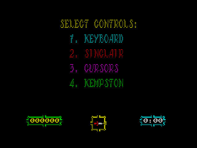 Ghouls 'N Ghosts ZX Spectrum Screenshot: Controls selection.
