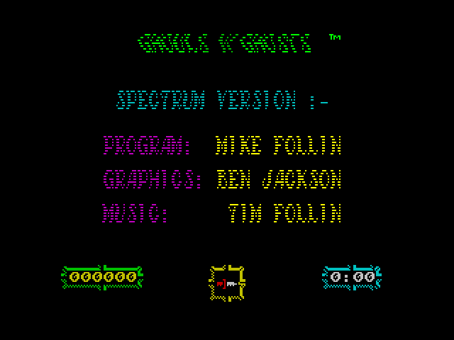 Ghouls 'N Ghosts ZX Spectrum Screenshot: Credits screen.