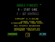 Ghouls 'N Ghosts for ZX Spectrum - Title screen and main menu.