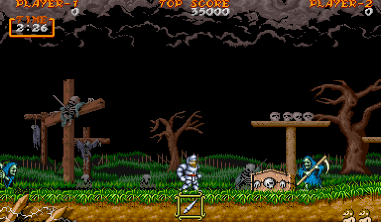 Ghouls 'N Ghosts Arcade Screenshot: Game start.