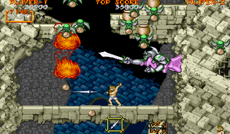 Ghouls 'N Ghosts Arcade Screenshot: There are some narrow areas you need to navigate.