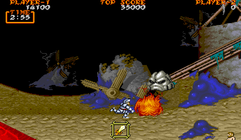 Ghouls 'N Ghosts Arcade Screenshot: Level two start.