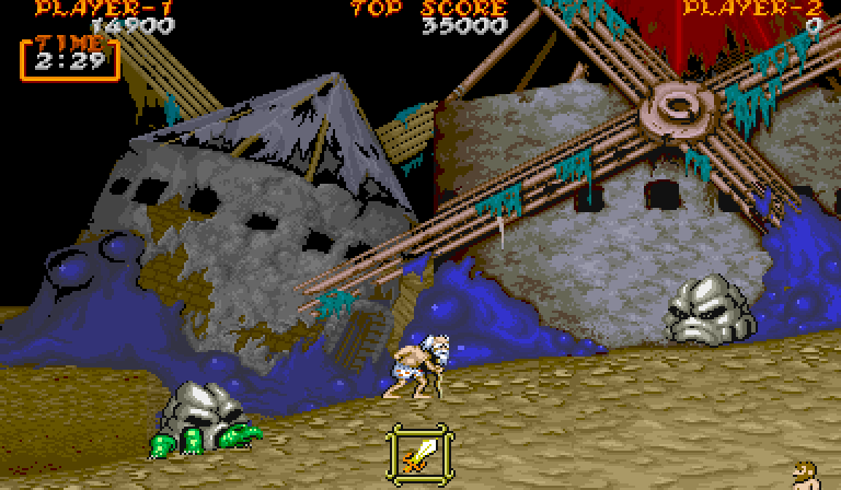 Ghouls 'N Ghosts Arcade Screenshot: I was turned into an old man!