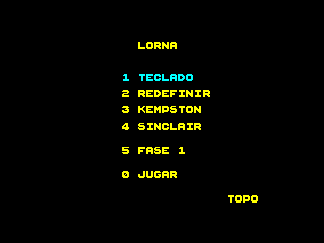 Lorna ZX Spectrum Screenshot: Main menu.