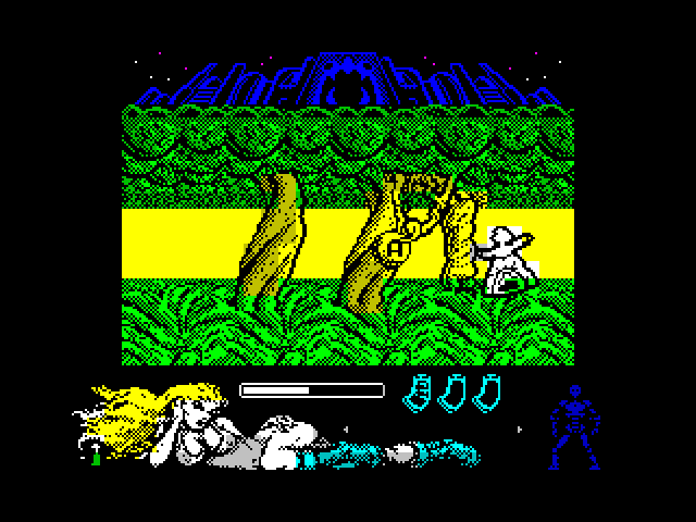 Lorna ZX Spectrum Screenshot: Avoiding obstacles...