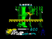 Lorna for ZX Spectrum - Attacking incoming creatures...