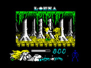 Lorna for ZX Spectrum - Fighting a creature in the next stage...