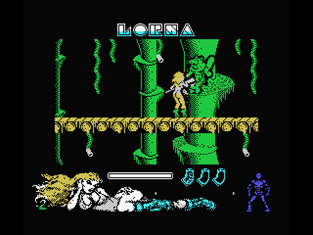Lorna MSX Screenshot: Fighting a jumping creature.