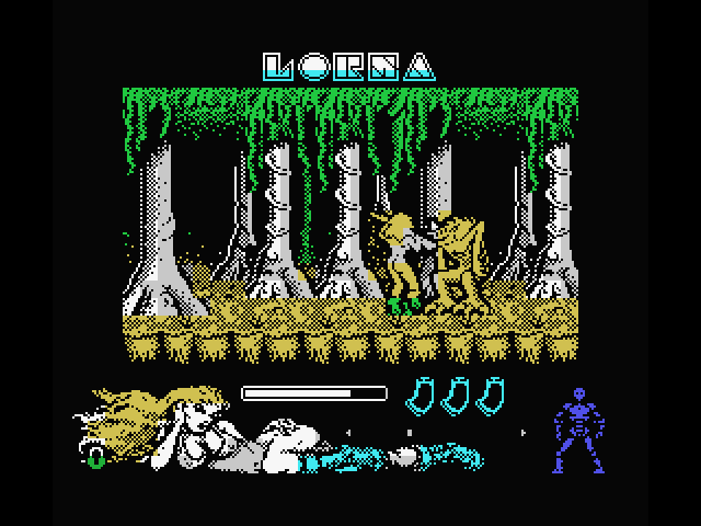 Lorna MSX Screenshot: Fighting a large creature!