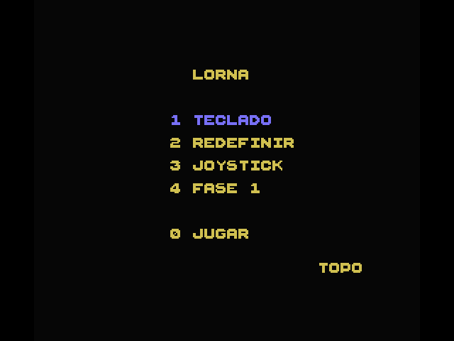 Lorna MSX Screenshot: Main menu.