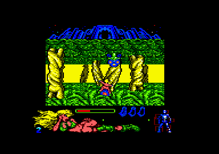 Lorna Amstrad CPC Screenshot: Something's approaching, what is it?