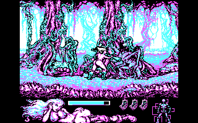 Lorna IBM PC/Compatibles Screenshot: Attacking a creature...