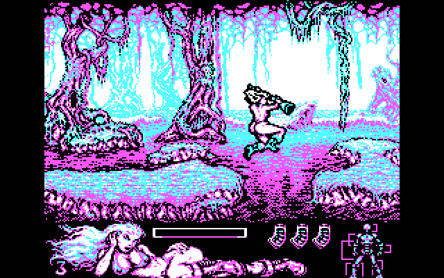 Lorna IBM PC/Compatibles Screenshot: Jumping over a gap.