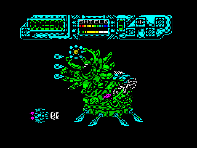 Darius+ ZX Spectrum Screenshot: A giant urchin approaches!