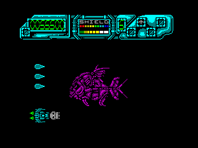 Darius+ ZX Spectrum Screenshot: Battle with Fatty Glutton.