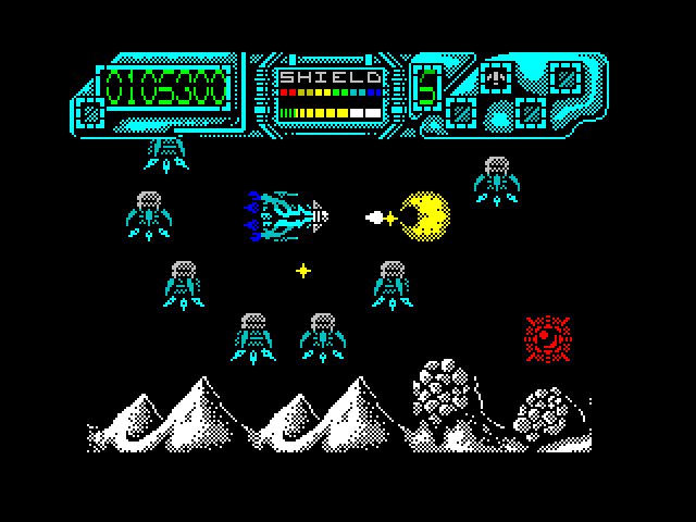 Darius+ ZX Spectrum Screenshot: I'm surrounded!