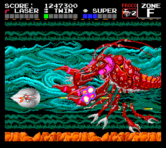 Darius+ TurboGrafx-16 / PC Engine Screenshot: Fighting Dual Shears...