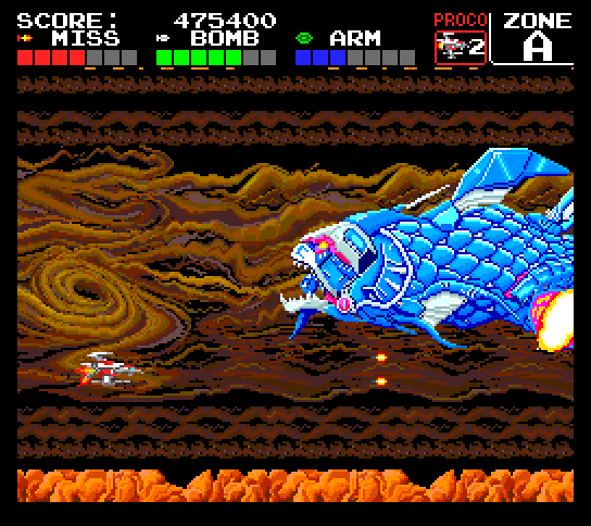 Darius+ TurboGrafx-16 / PC Engine Screenshot: The battle with King Fossil.