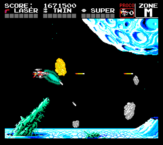 Darius+ TurboGrafx-16 / PC Engine Screenshot: Numerous asteroids appear here!