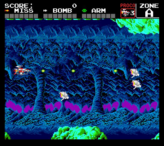 Darius+ TurboGrafx-16 / PC Engine Screenshot: Game start.