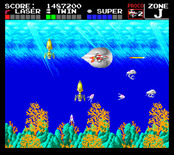 Darius+ for TurboGrafx-16 / PC Engine - Missiles launch from out of nowhere in zone "J".