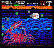 Darius+ for TurboGrafx-16 / PC Engine - Red Crab will sometimes rush towards the left of the screen.