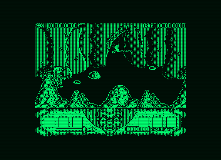 Sirwood Amstrad PCW Screenshot: Entering a cave...