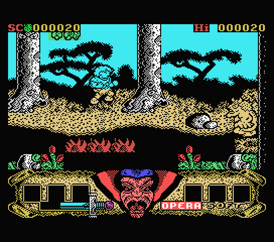 Sirwood MSX Screenshot: Jumping over obstacles.
