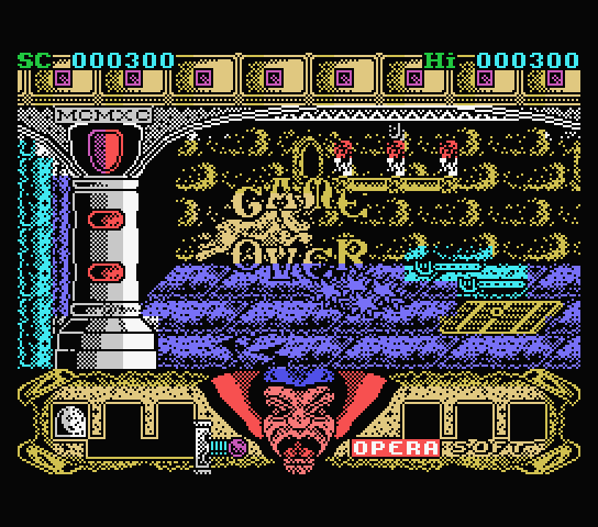 Sirwood MSX Screenshot: Game over.