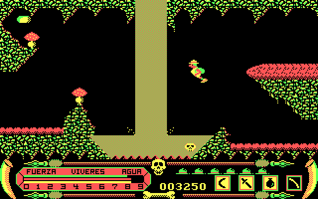 Livingstone I Presume? IBM PC/Compatibles Screenshot: Vaulting over the water...