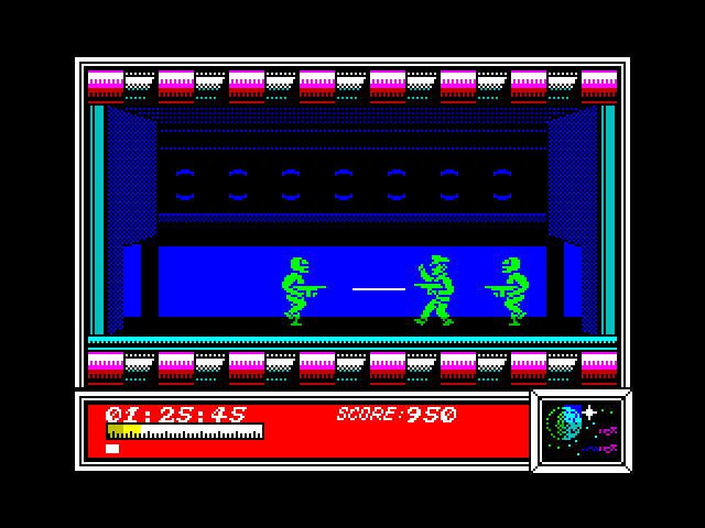 Dan Dare: Pilot of the Future ZX Spectrum Screenshot: I'm being blasted!