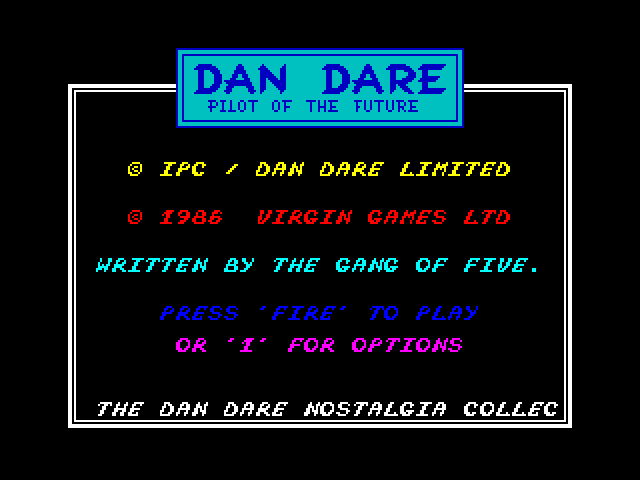 Dan Dare: Pilot of the Future ZX Spectrum Screenshot: Title/Credits screen.