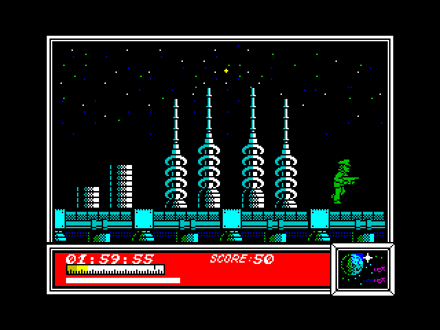 Dan Dare: Pilot of the Future ZX Spectrum Screenshot: Exploring the city...