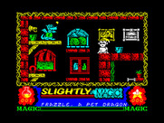 Slightly Magic for ZX Spectrum - Give the blue bucket to the blue dragon...
