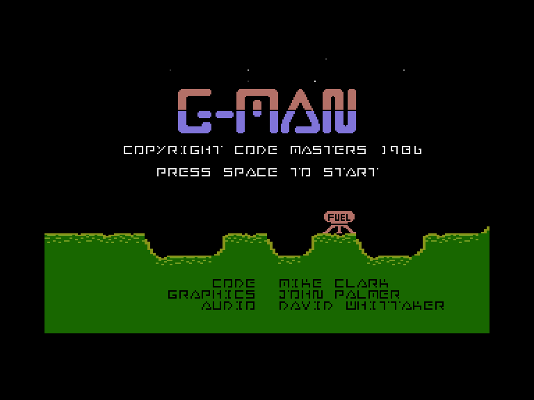 'g'man Commodore 16 & Plus/4 Screenshot: Title screen.