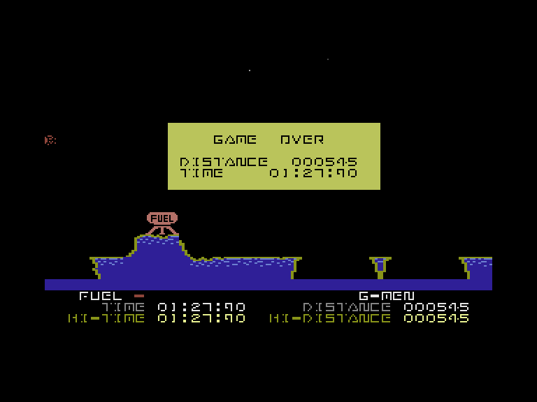 'g'man Commodore 16 & Plus/4 Screenshot: Game over.