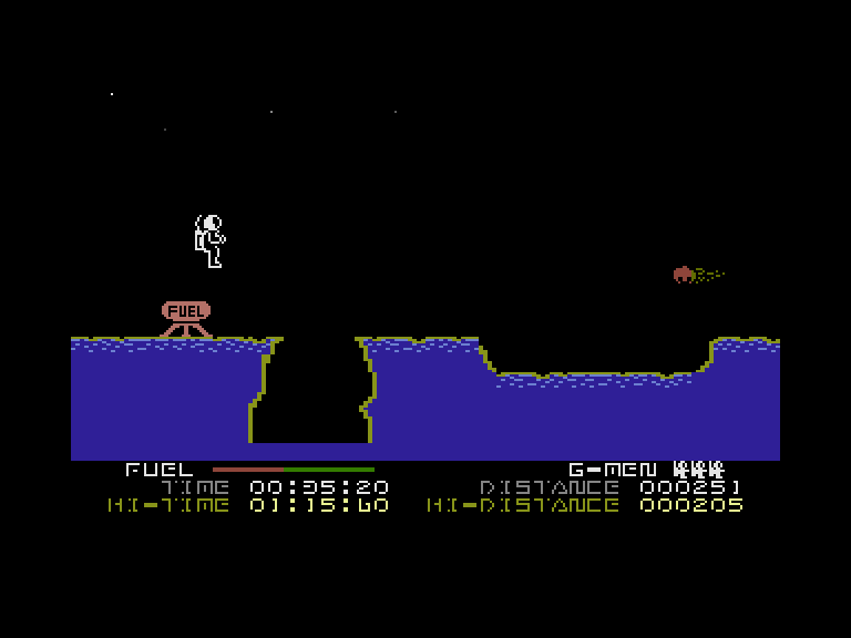 'g'man Commodore 16 & Plus/4 Screenshot: Oops, I missed the fuel...